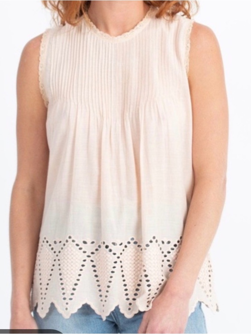 Ulla Johnson Eyelet Hem Sleeveless top